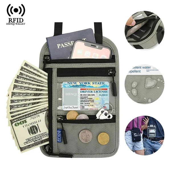 Unisex RFID Blocking Travel Neck Pouch