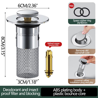 Premium Sink Water Drain Filter with Push Button