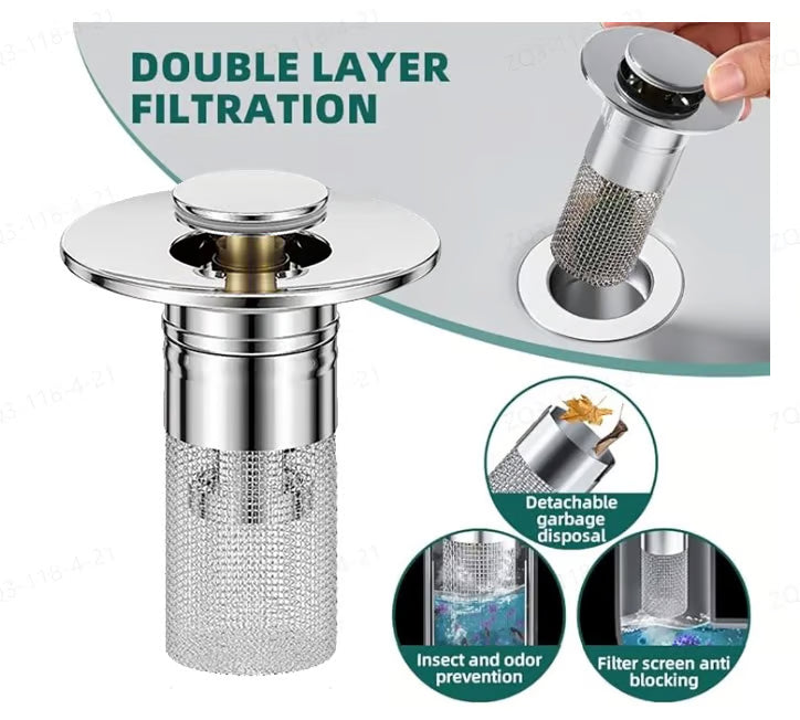 Premium Sink Water Drain Filter with Push Button