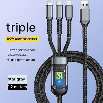 Transparent Super Fast Charging 3-in-1 Data Cable