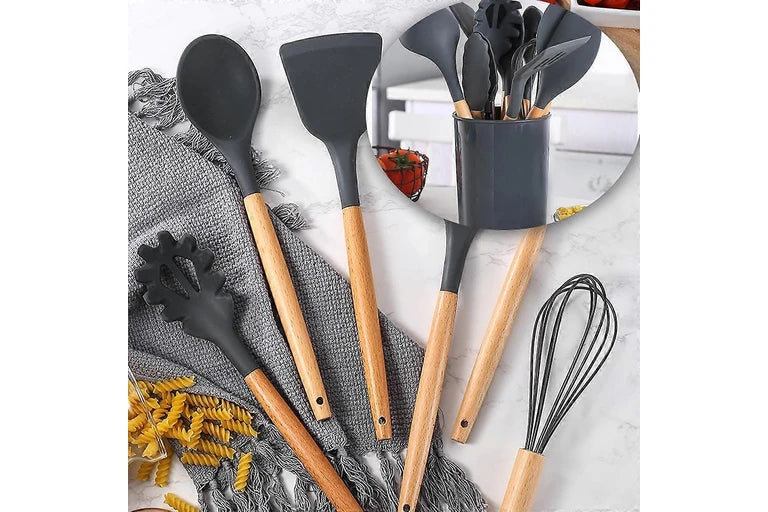 Silicone Non Stick Cooking Spoon Set 12pc