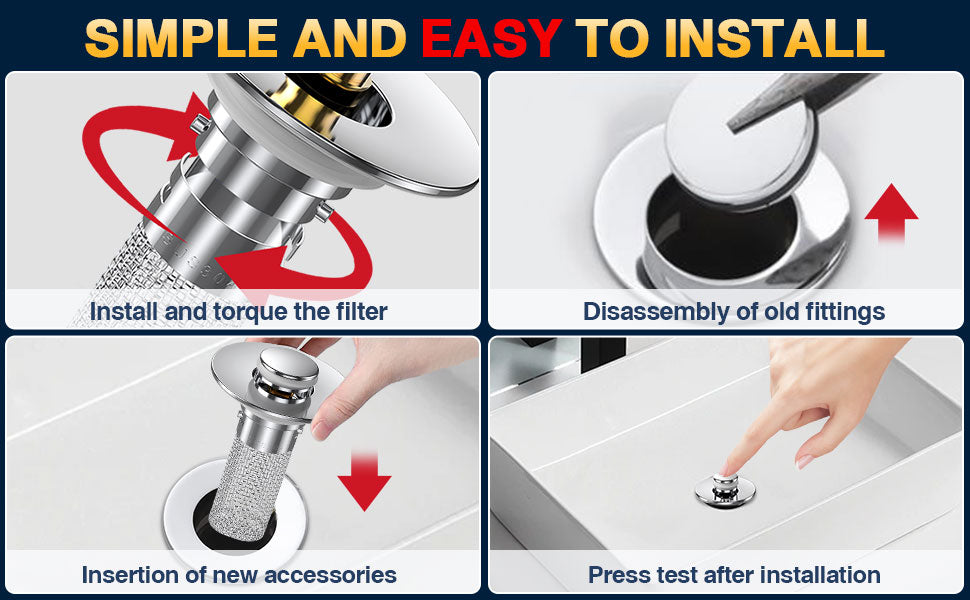 Premium Sink Water Drain Filter with Push Button