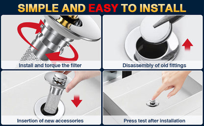 Premium Sink Water Drain Filter with Push Button
