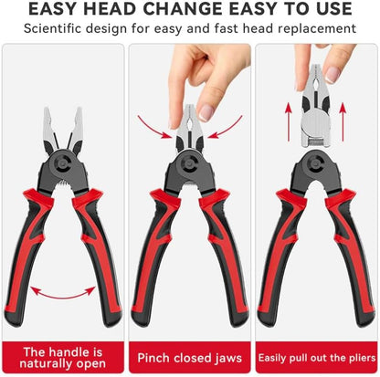 Multifunctional 5 In 1 Pliers Replaceable Head Wire Stripper Diagonal