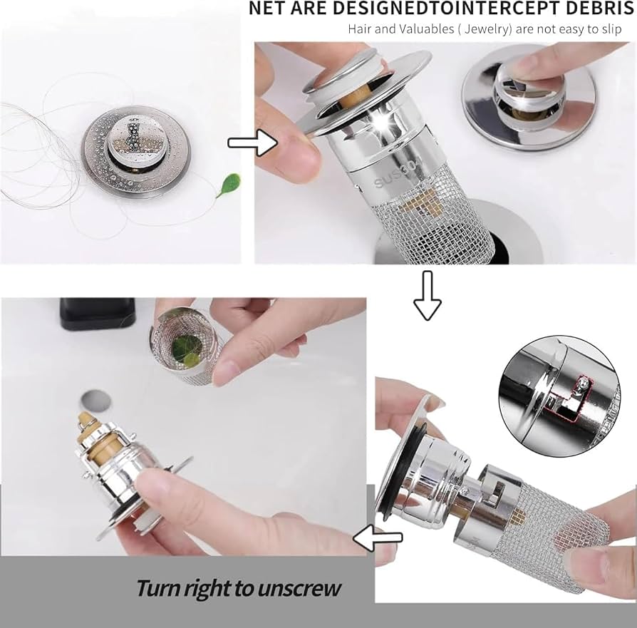 Premium Sink Water Drain Filter with Push Button