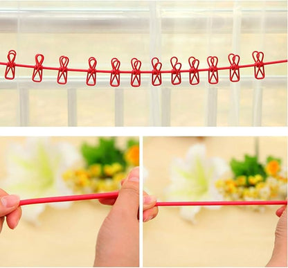 clothes drying rope 12 clips with 2 hooks