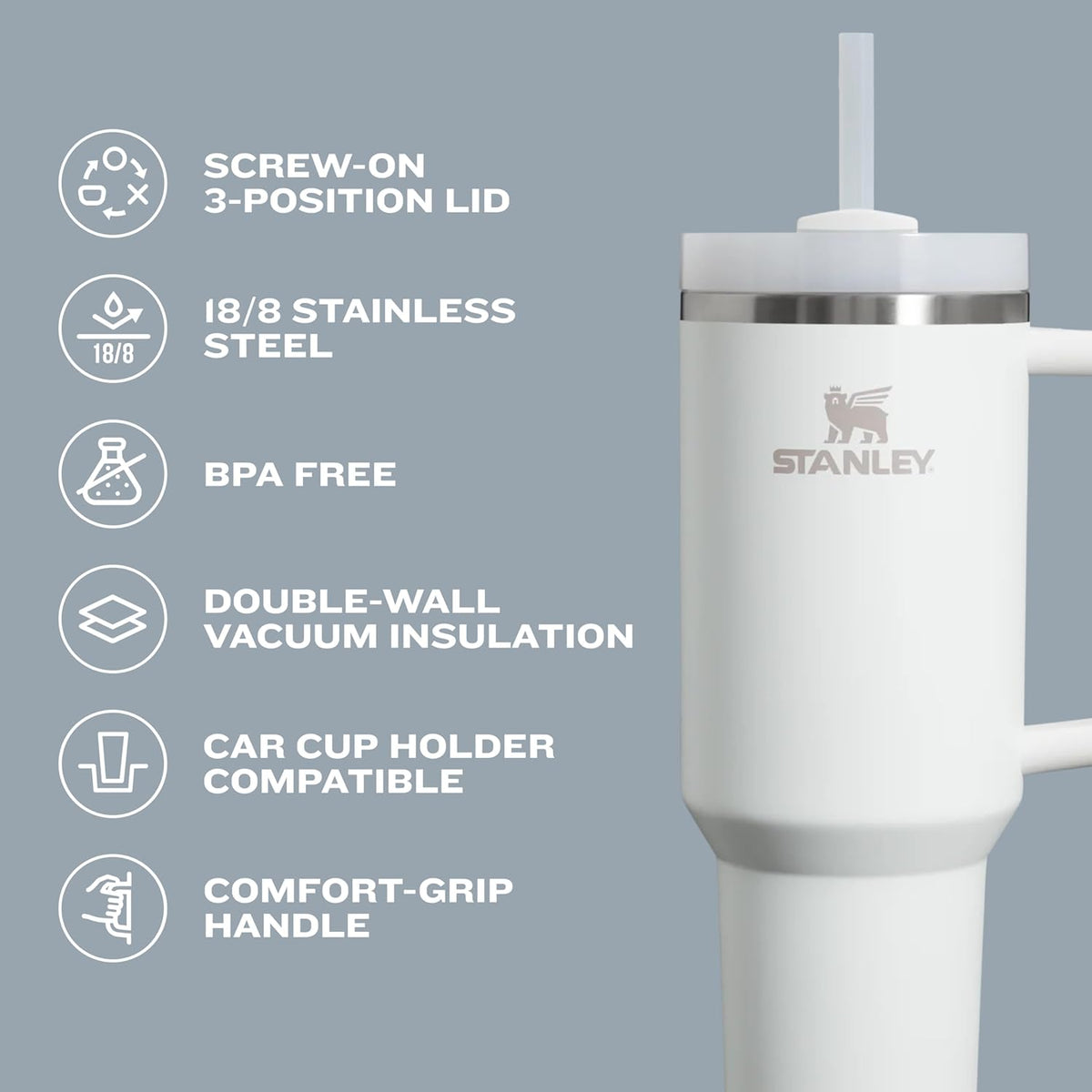 Stanley Quencher H2.0 Tumbler with Handle and Straw 30 oz