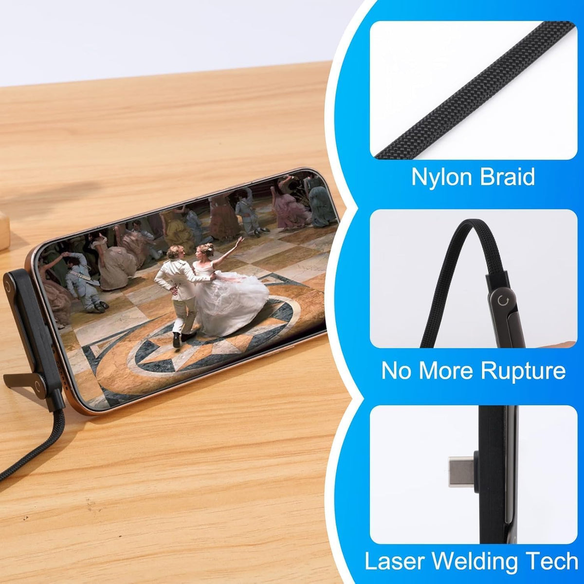 2-in-1 Invisible Holder Charger Cable – 240W Fast Charging