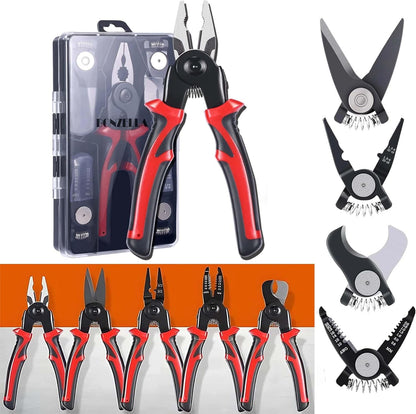 Multifunctional 5 In 1 Pliers Replaceable Head Wire Stripper Diagonal