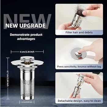 Premium Sink Water Drain Filter with Push Button
