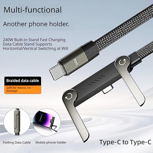 2-in-1 Invisible Holder Charger Cable – 240W Fast Charging