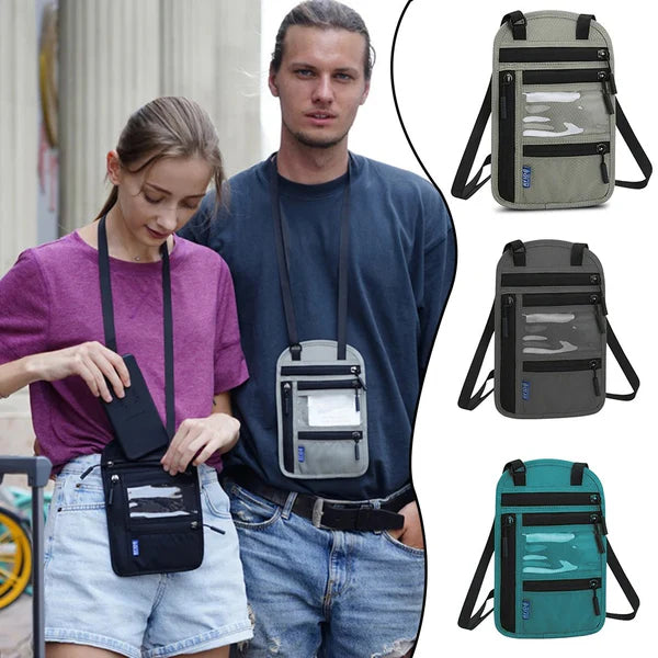 Unisex RFID Blocking Travel Neck Pouch