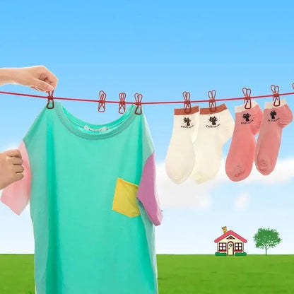 clothes drying rope 12 clips with 2 hooks