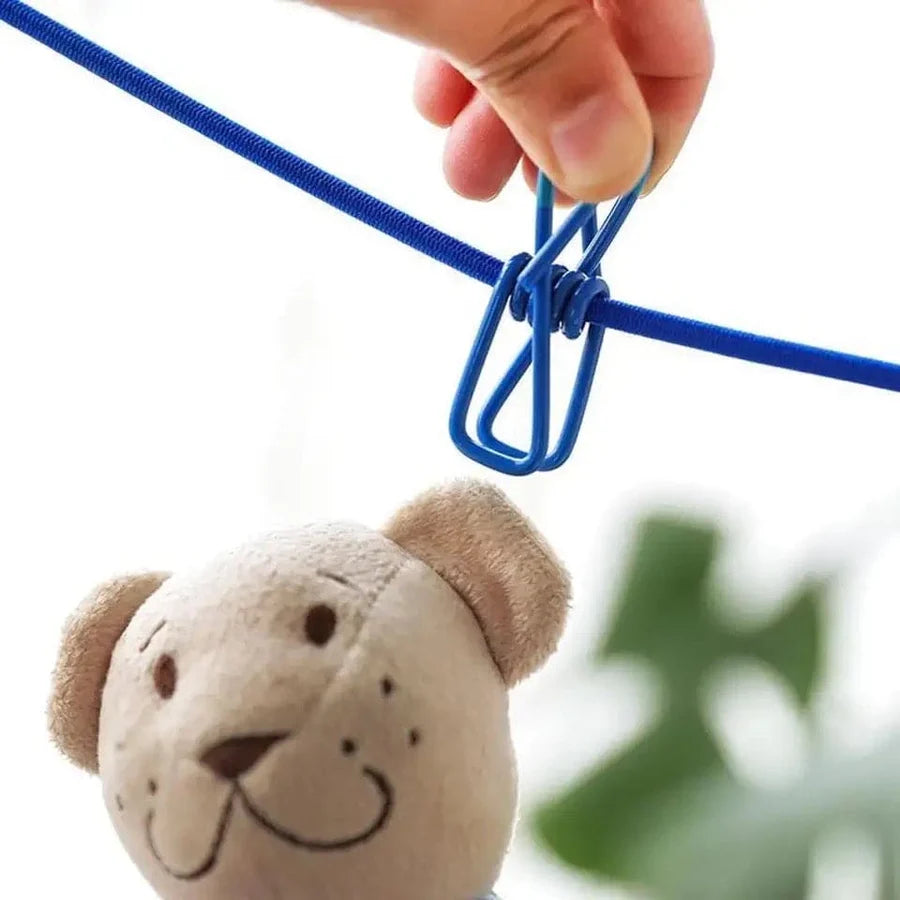 clothes drying rope 12 clips with 2 hooks