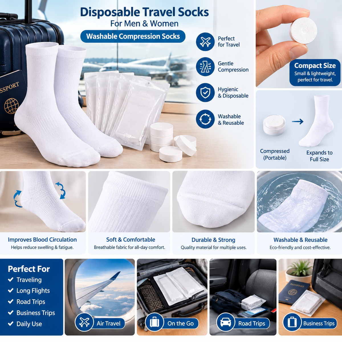 Disposable Travel Socks For Men & Women (Pack of 5)