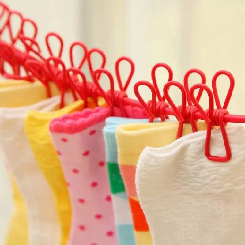 clothes drying rope 12 clips with 2 hooks