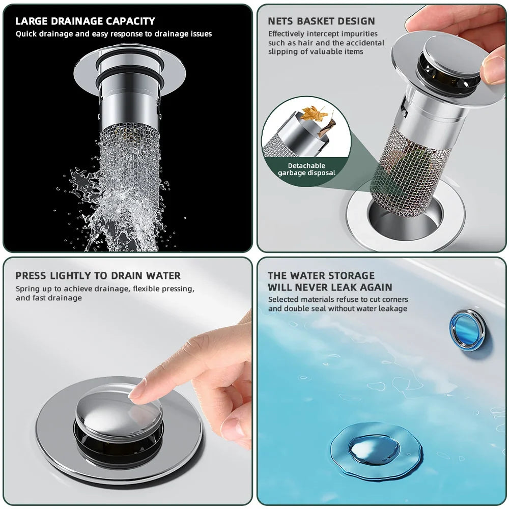Premium Sink Water Drain Filter with Push Button