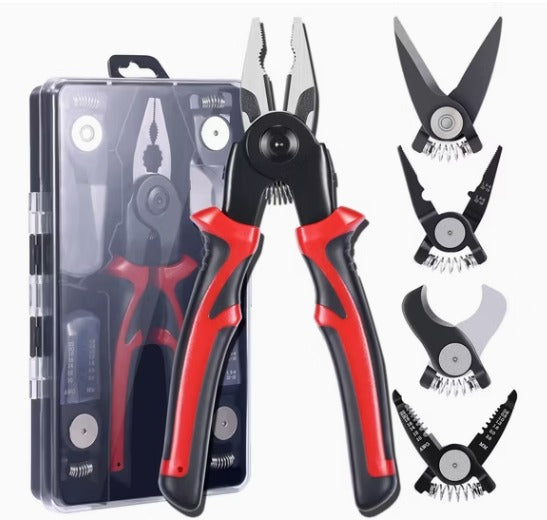 Multifunctional 5 In 1 Pliers Replaceable Head Wire Stripper Diagonal